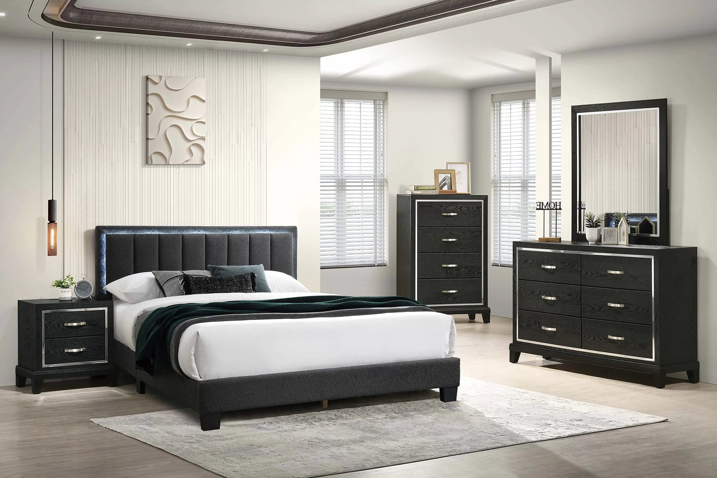 Queen Bed
Platform Bed W/ Built-In LED Lights