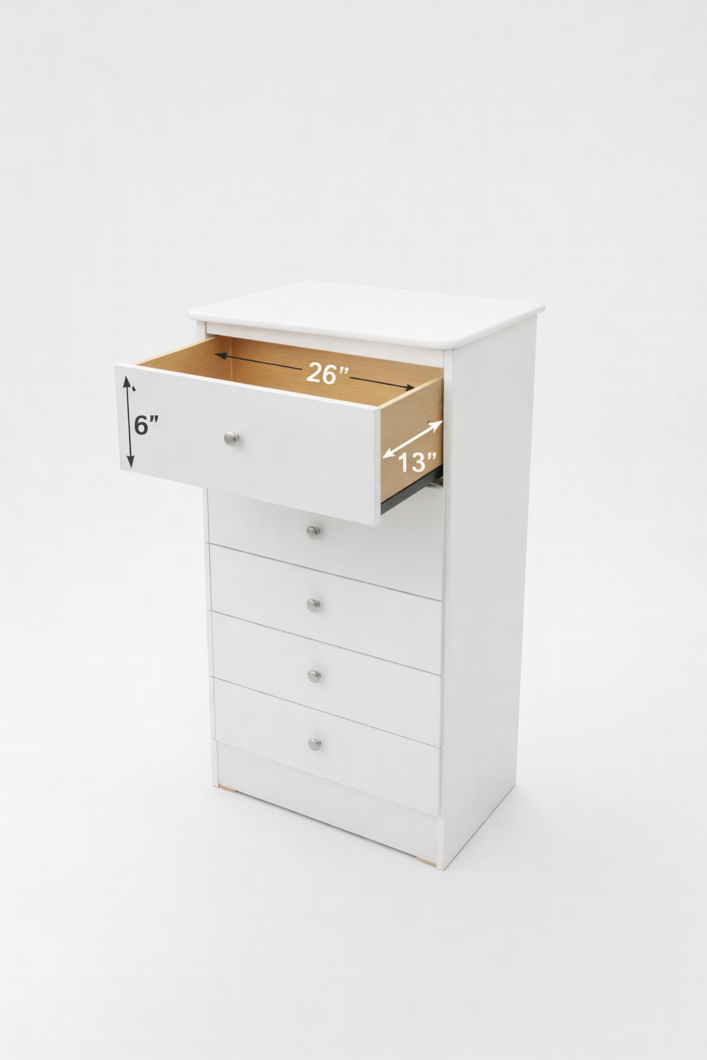 Modern White 5-Drawer Dresser  🤍