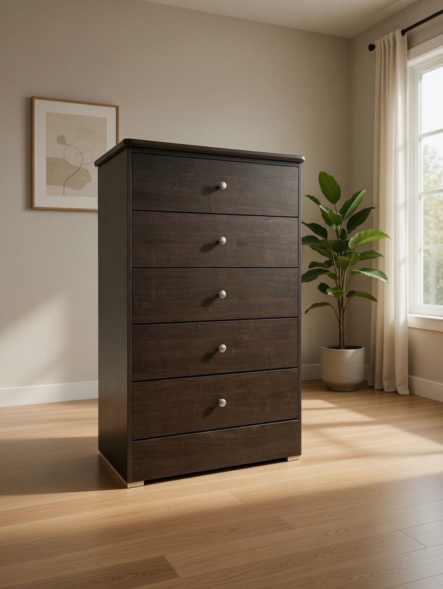 Dark Brown 5-Drawer Chest