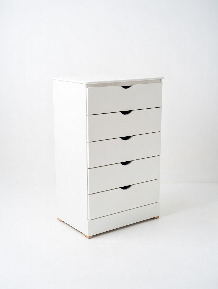 Modern Minimalist White 5-Drawer Chest | Scandi Style Dresser