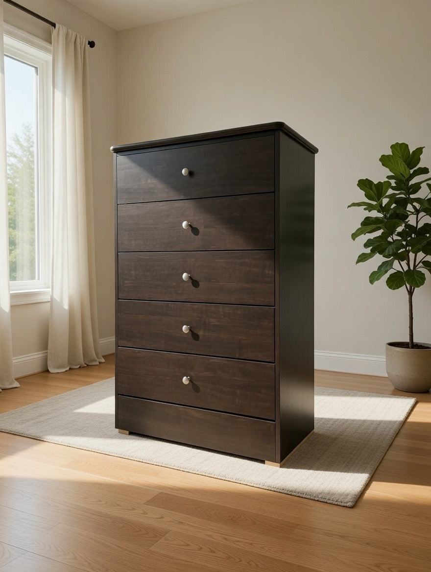 Dark Brown 5-Drawer Chest