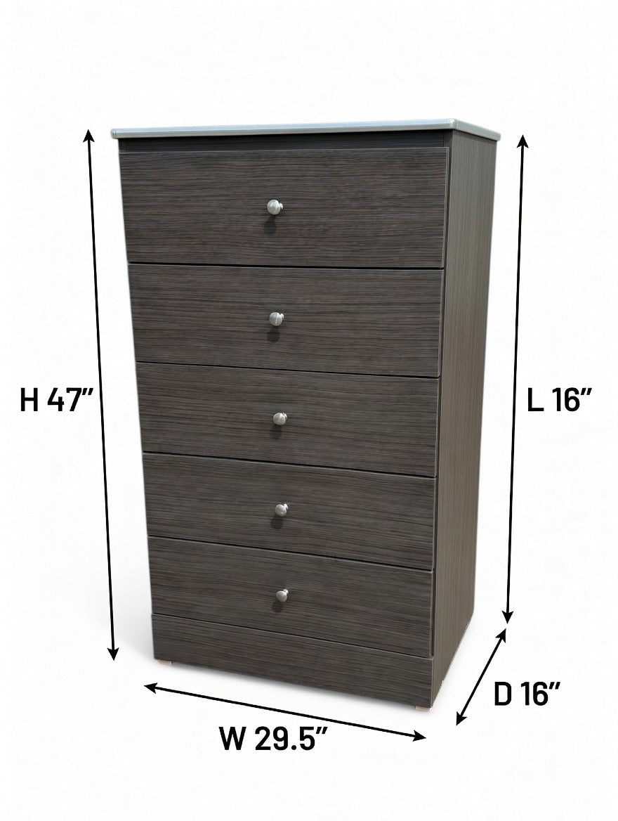 ✨ Modern 5-Drawer Chest - Sleek Charcoal
Wood Finish