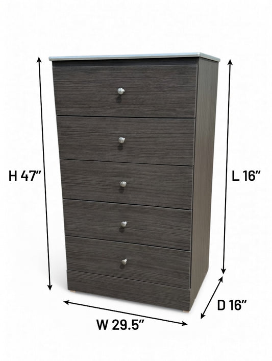 ✨ Modern 5-Drawer Chest - Sleek Charcoal
Wood Finish