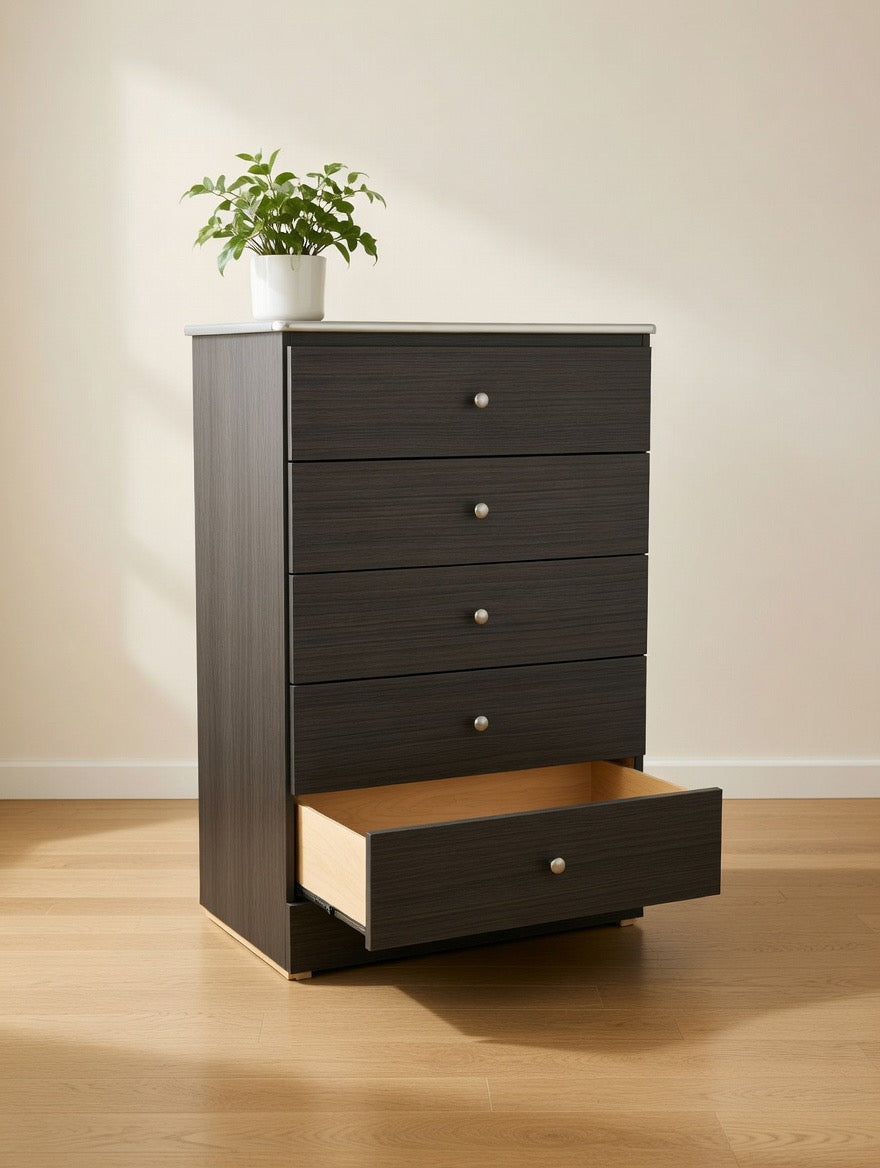 ✨ Modern 5-Drawer Chest - Sleek Charcoal
Wood Finish