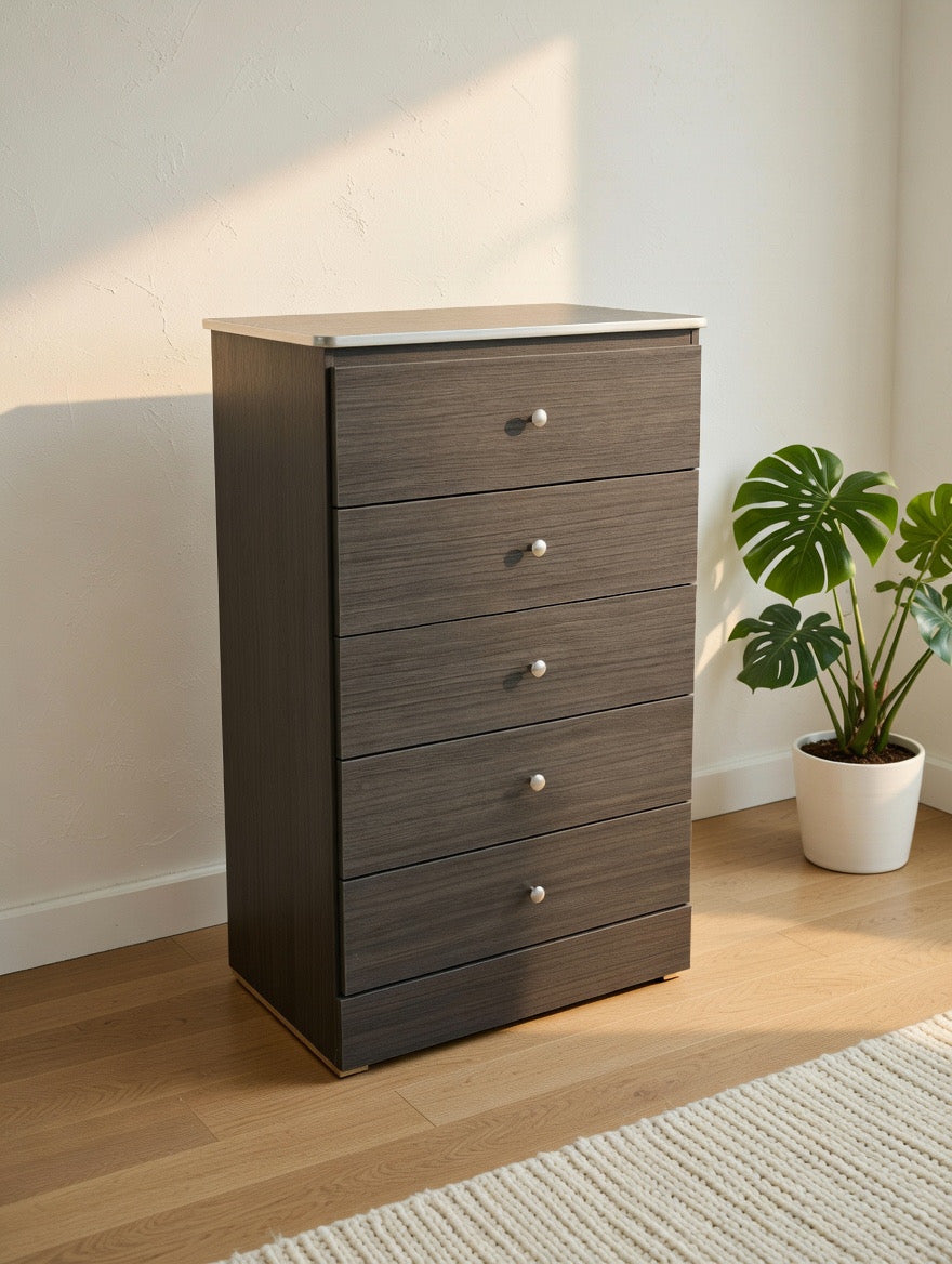 ✨ Modern 5-Drawer Chest - Sleek Charcoal
Wood Finish