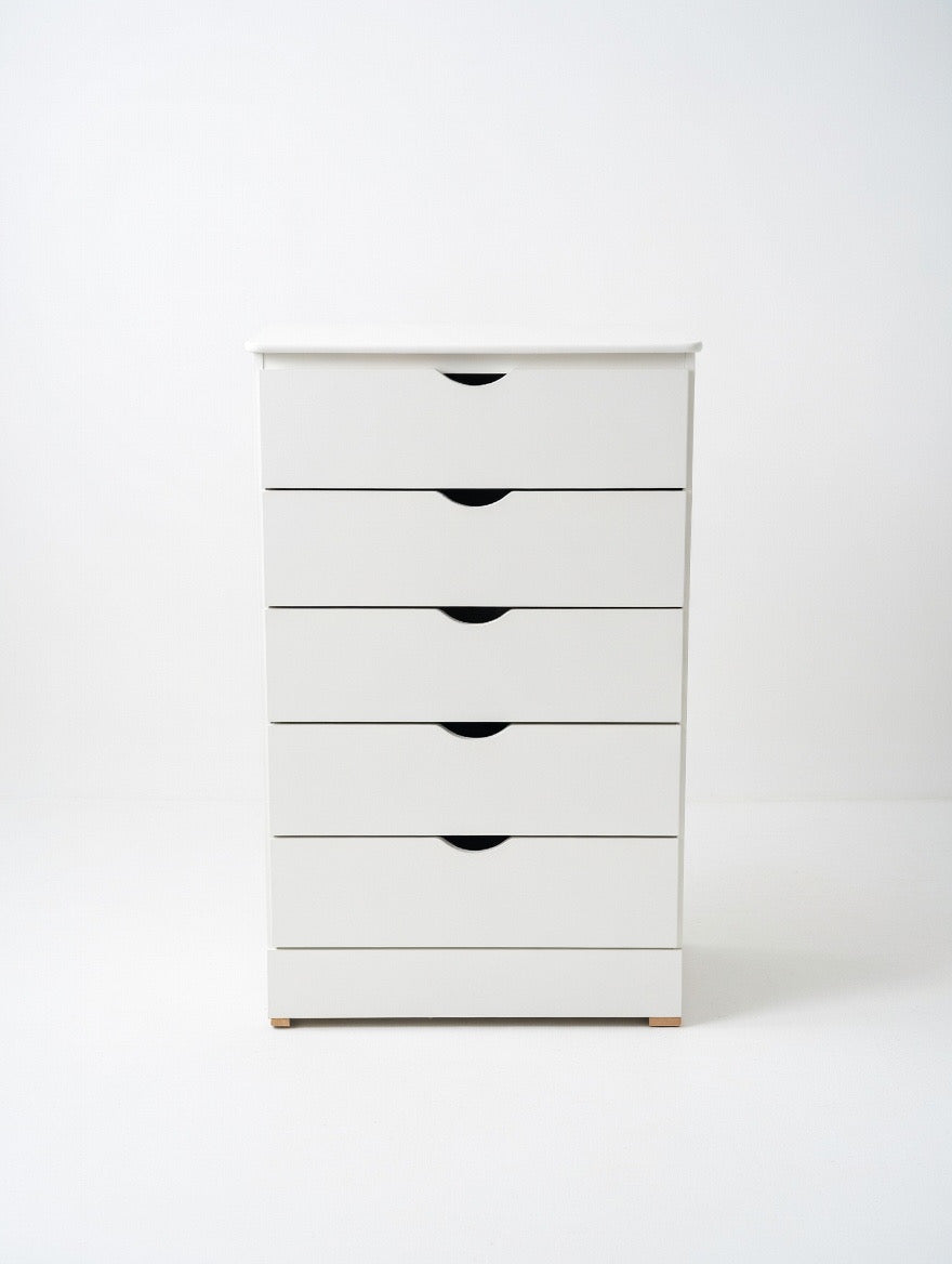 Modern Minimalist White 5-Drawer Chest | Scandi Style Dresser