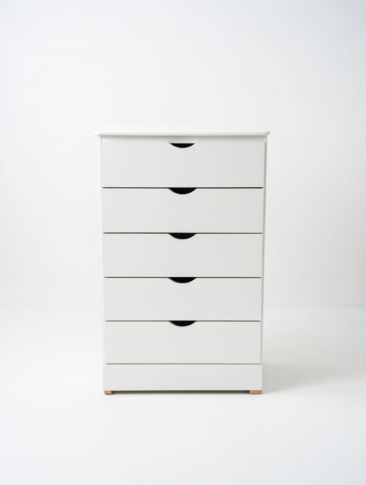 Modern Minimalist White 5-Drawer Chest | Scandi Style Dresser