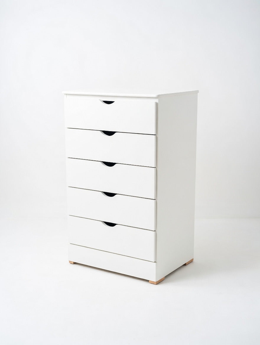Modern Minimalist White 5-Drawer Chest | Scandi Style Dresser