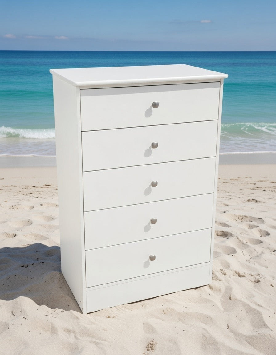 White Chest 5 Drawer