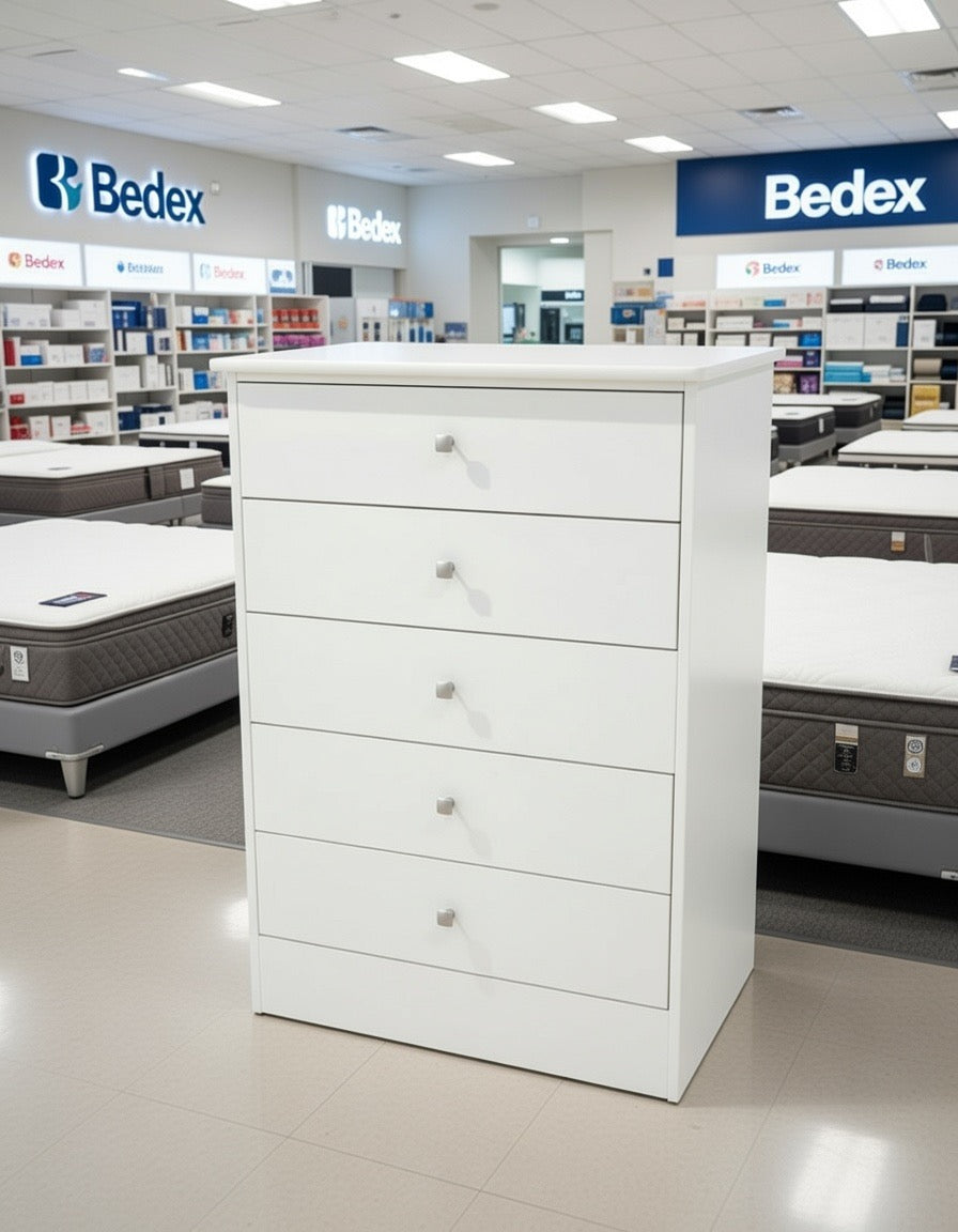 White Chest 5 Drawer