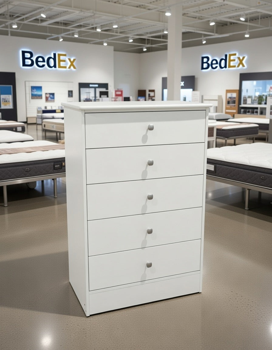 White Chest 5 Drawer