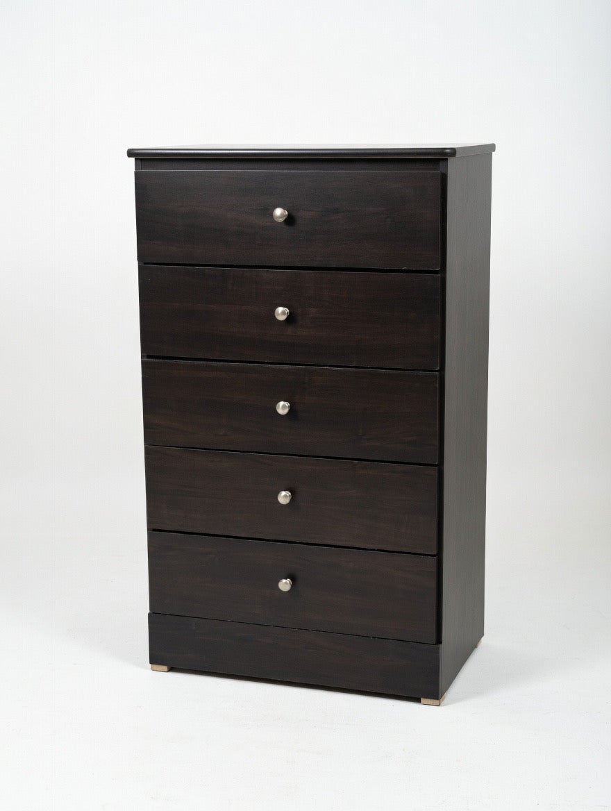 ☕️ Modern 5-Drawer Chest of Drawers - Espresso Finish - Tall Dresser Storage