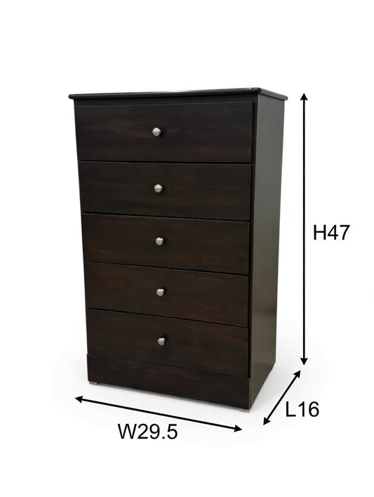 ☕️ Modern 5-Drawer Chest of Drawers - Espresso Finish - Tall Dresser Storage