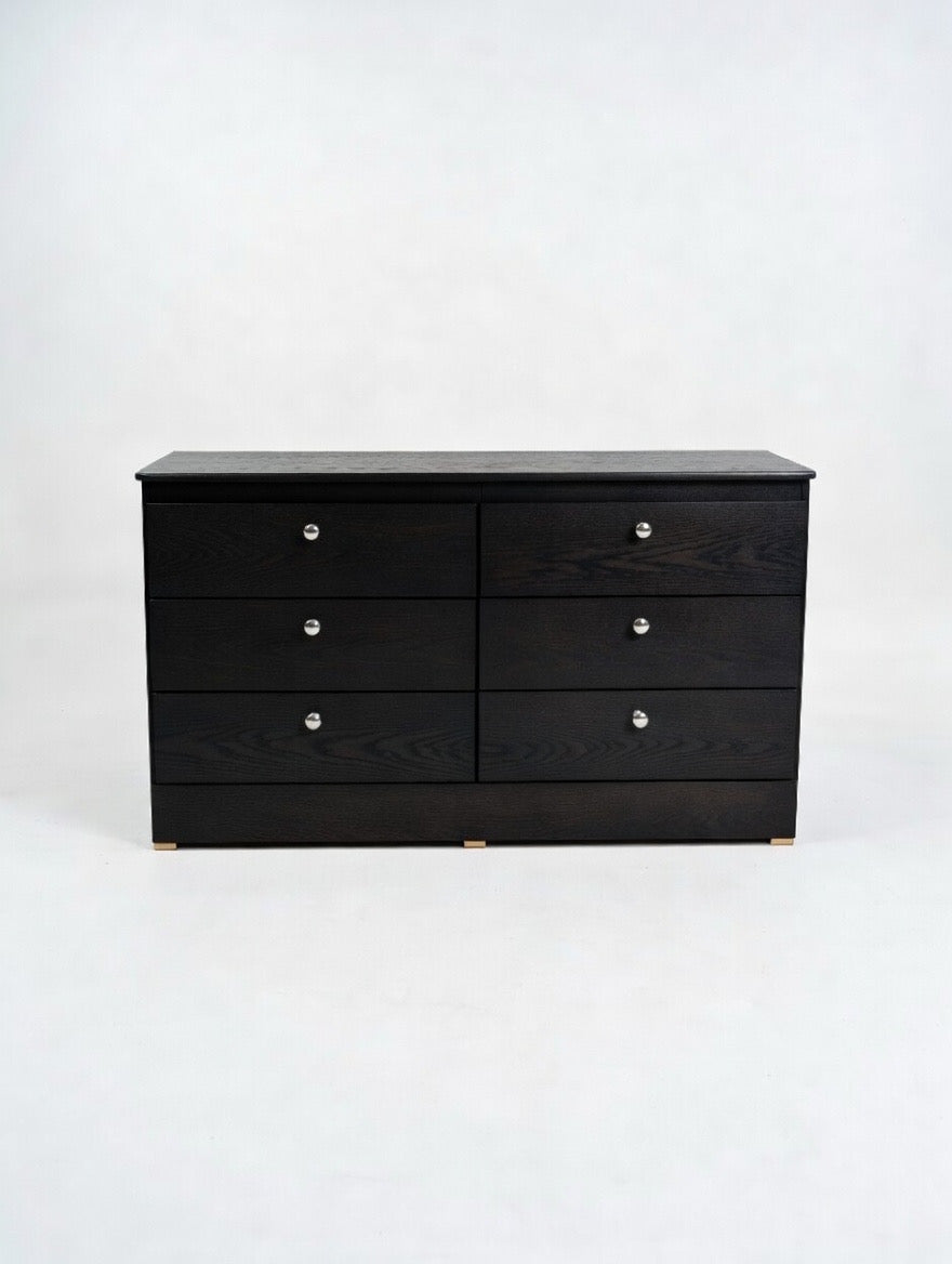 Midnight Modern 6-Drawer Dresser – Sleek Black Wood