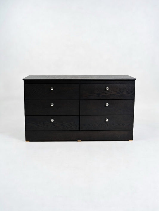Midnight Modern 6-Drawer Dresser – Sleek Black Wood