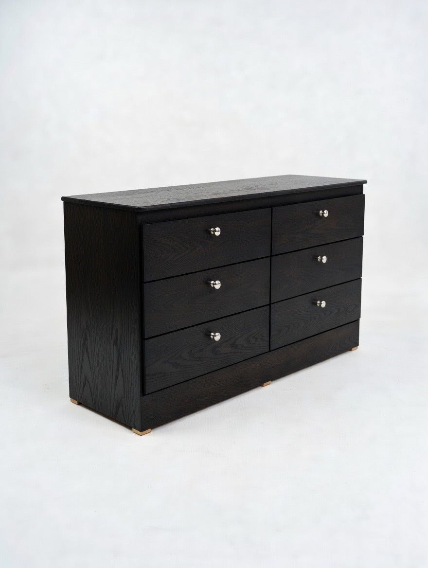 Midnight Modern 6-Drawer Dresser – Sleek Black Wood