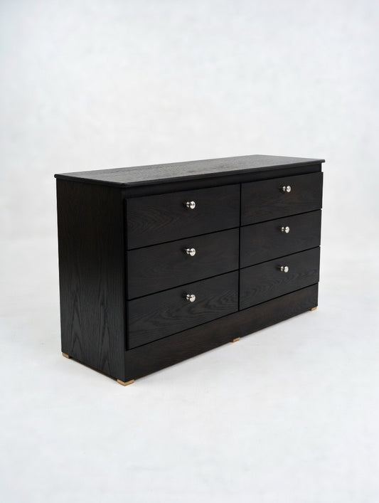 Midnight Modern 6-Drawer Dresser – Sleek Black Wood
