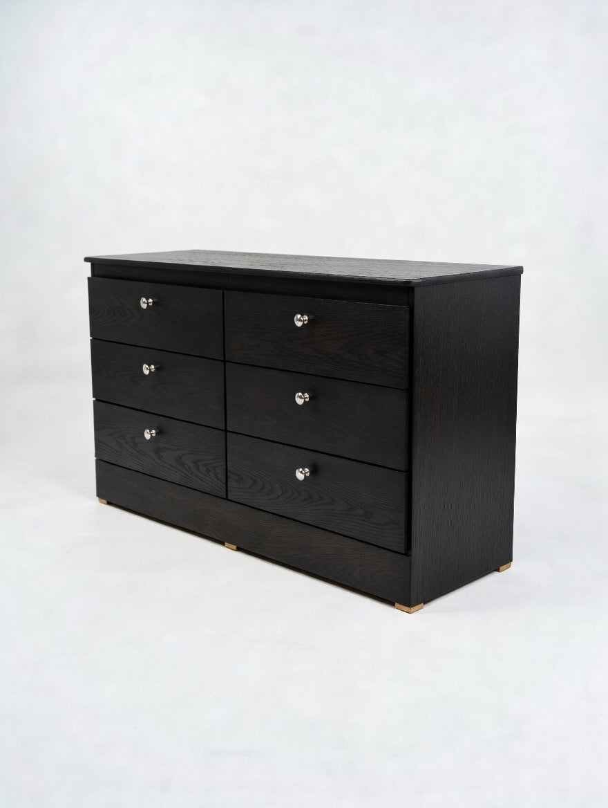Midnight Modern 6-Drawer Dresser – Sleek Black Wood