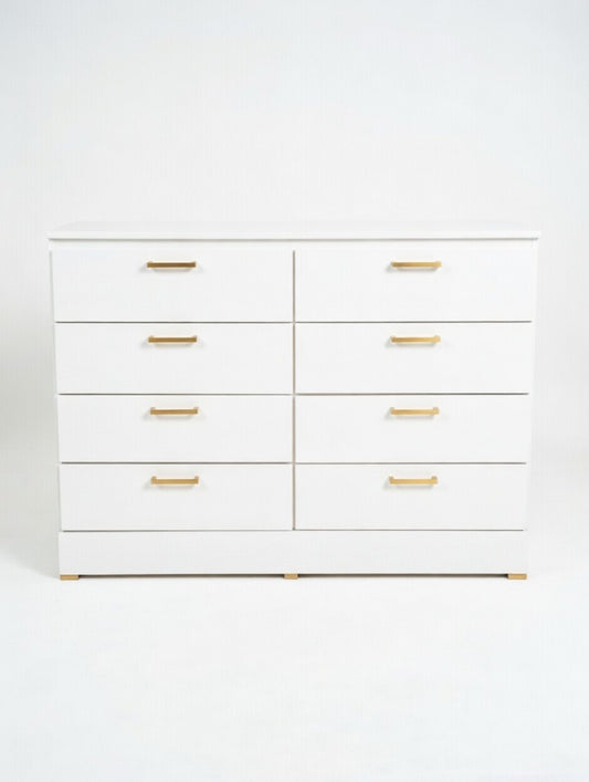 Modern White 8-Drawer Dresser W Gold Handles 🌟🤍